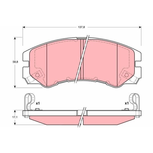 Front brake pad set - set, for